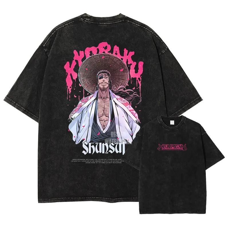 Bandai Anime B-Bleach T-Shirt Vintage gewaschen Unohana Retsu T-Shirts Retro Harajuku Renji Uryuu Ichigo Oberteile T-Shirts Mann XXXL elfenbein