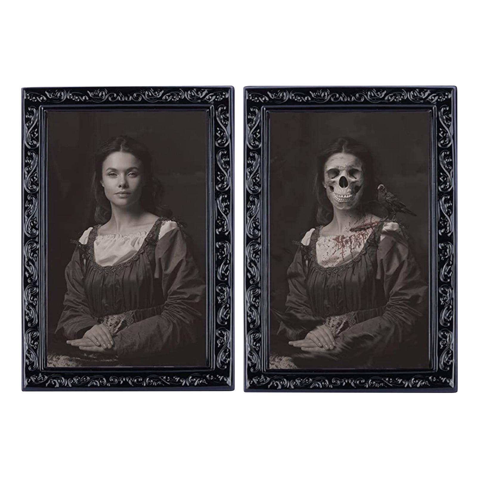 Veränderliches Gesicht Geist Halloween Dekoration Horror Bastelbedarf Party Dekoration Halloween Motto Party Requisiten 3D Geister Bilderrahmen One Size