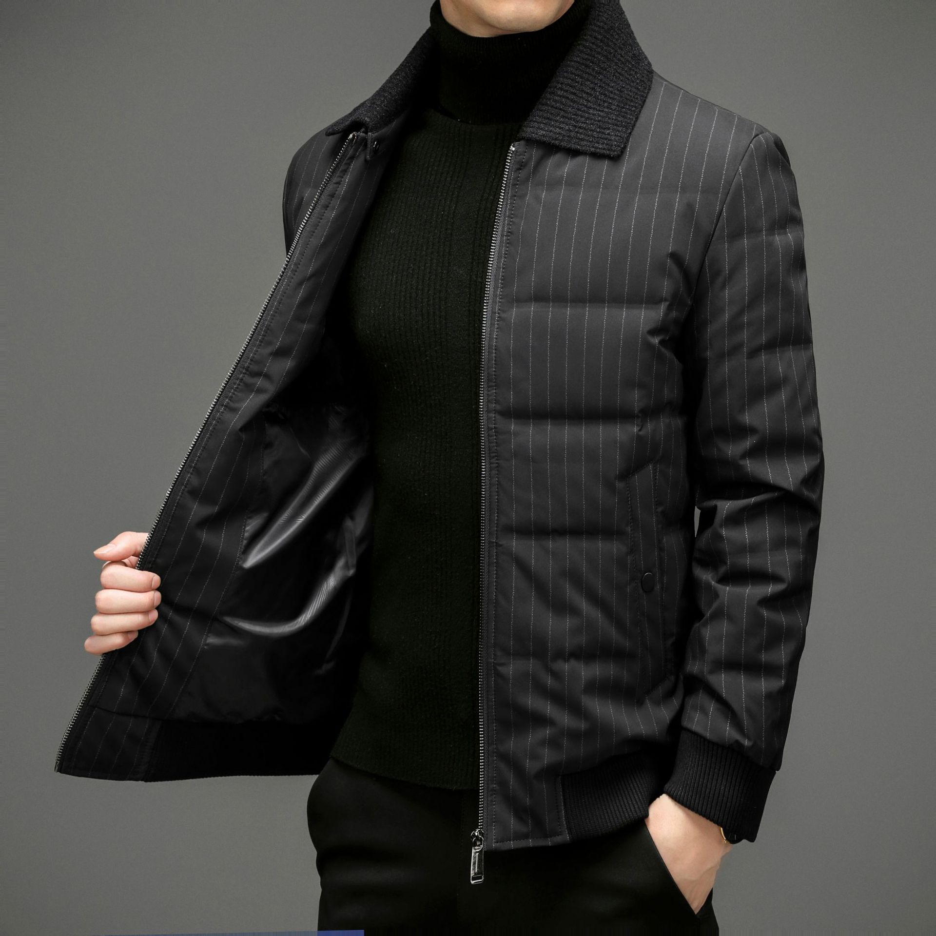 Herren Neue Daunenjacke Herren Revers Winterjacke Herren Herren Daunenjacke Jacke M schwarz