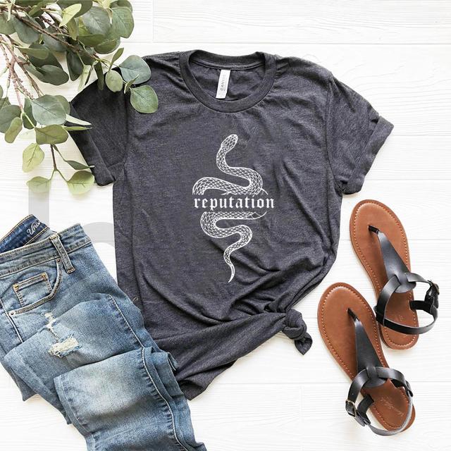 Reputation Snake T-Shirt Look What You Made Me Do Shirt Damen Kleidung Goth T-Shirt Unisex Vintage Shirt Snake Graphic Tees S dunkelgrau