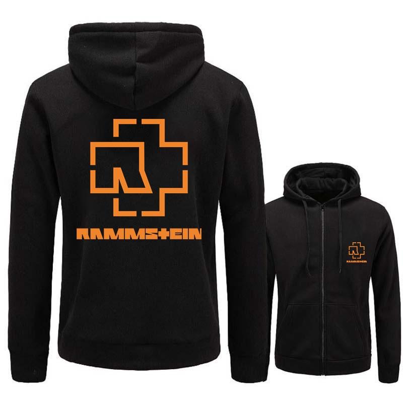 Modische bedruckte Kapuzenjacke mit Rammstein-Reißverschluss, Strickjacke, lockerer Herrenpullover mit Kapuze XXXXXL schwarz