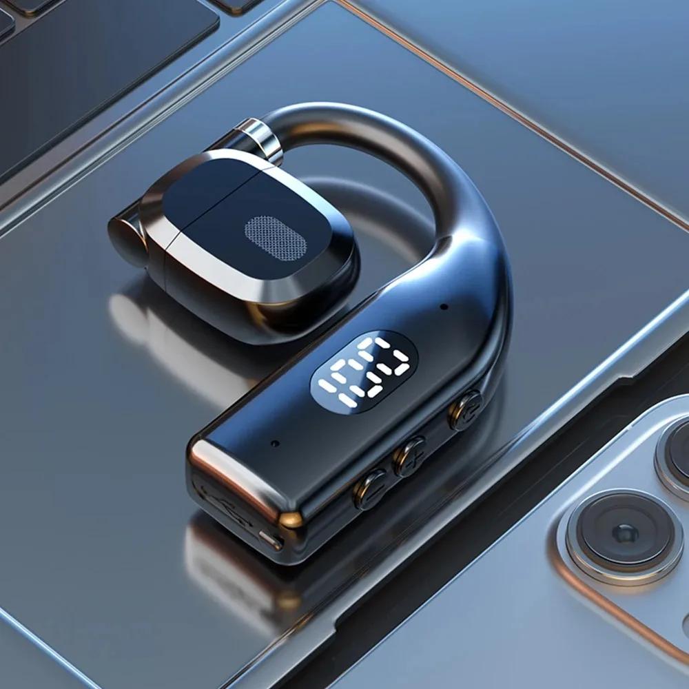 Bluetooth 5.3 Kopfhörer Ohrbügel Kopfhörer 180° Drehung HiFi Stereo Sport Kabelloses Headset Wasserdichter Ohrstöpsel für Xiaomi iPhone black