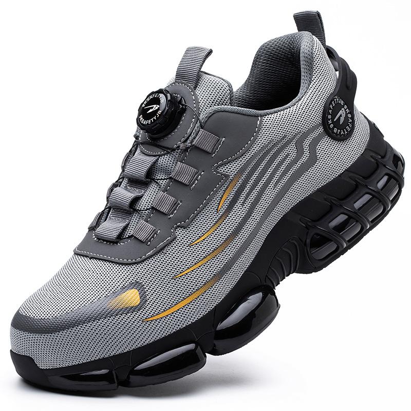Rotierende Taste Neue Sicherheitsschuhe Männer Anti-smash Anti-punktion Arbeit Schuhe Mode Männer Sport Schuhe Sicherheit Schutz stiefel Männer 41 grau