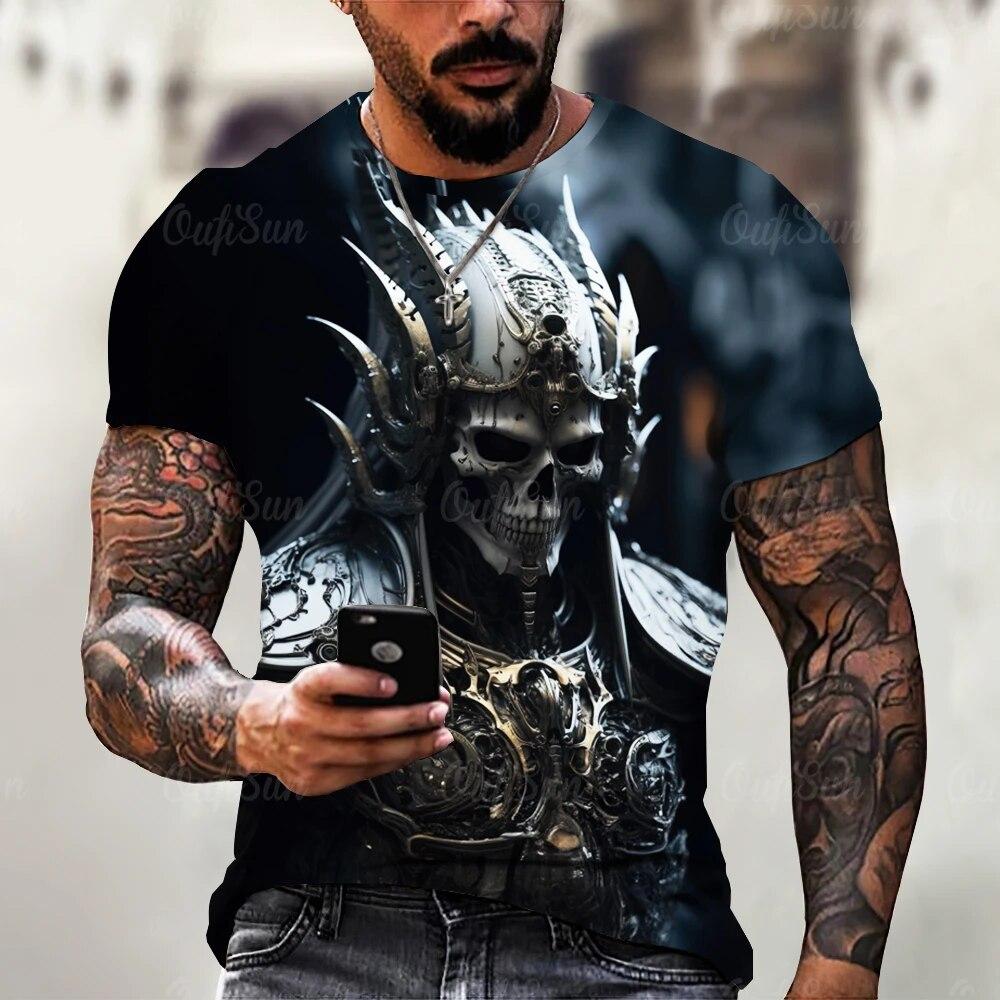 Sommer Vintage Horror 3D Schädel Druck männer T-shirt Klassische Casual O Hals Kurzarm Mode Lose Übergroßen Tops T shirt Männer XL