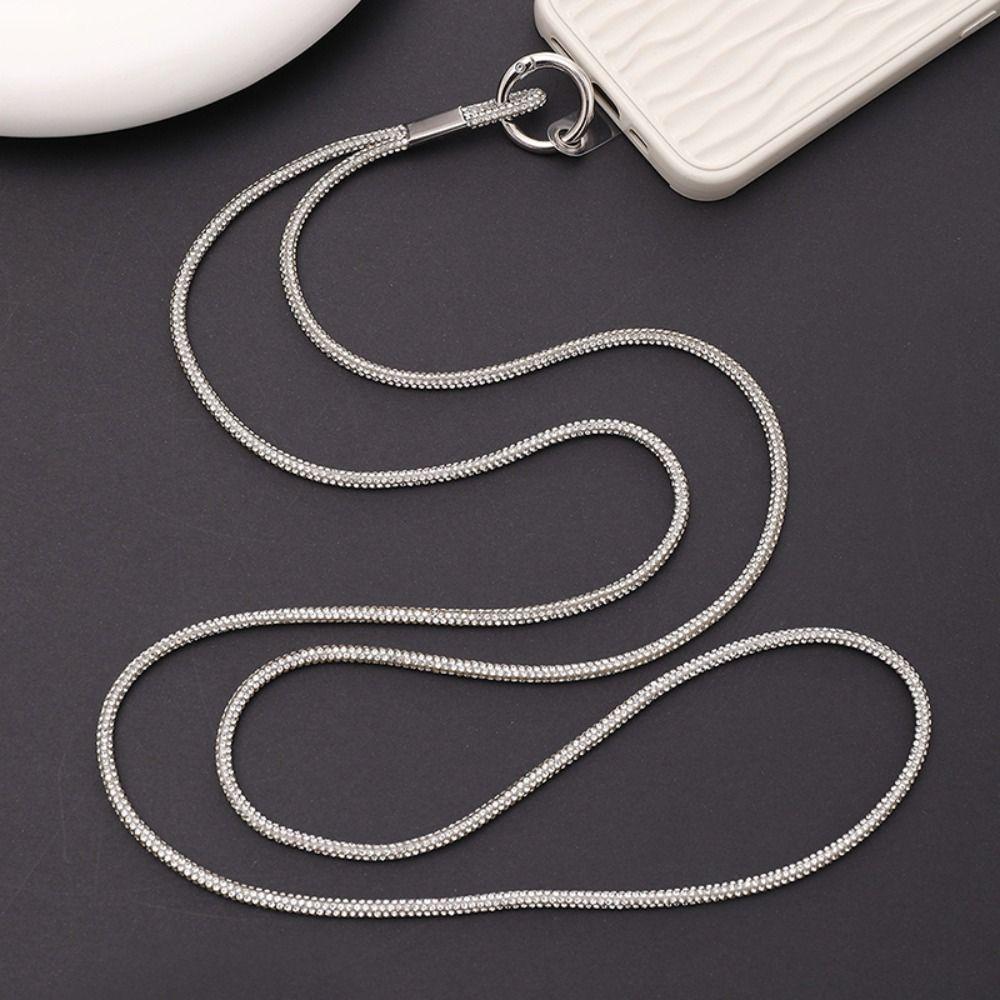 Kristall-Strass-Handy-Lanyard, Bling-Bling-Hängeschnur, Handy-Zubehör silber