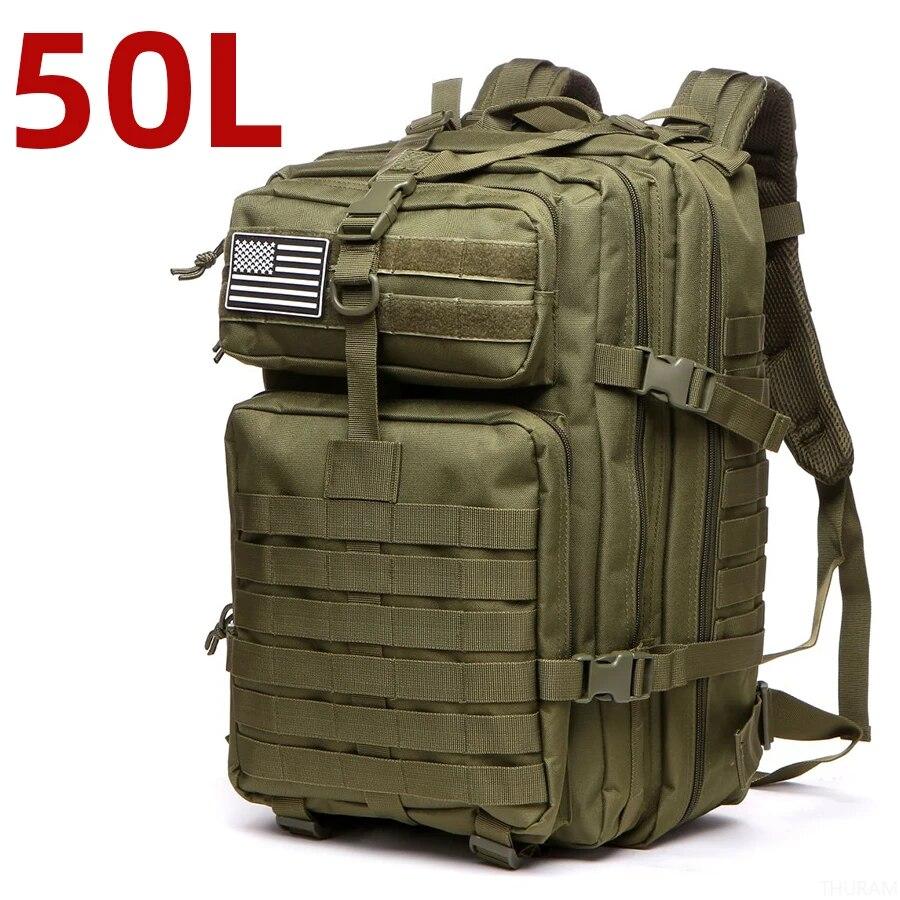 25L/50L 1000D Nylon Wasserdichte Trekking Angeln Jagd Tasche Rucksack Outdoor Militär Rucksäcke Taktische Sport Camping Wandern 50 Liters grün