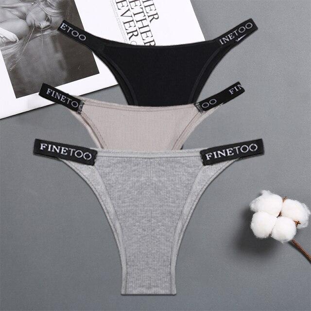 FINETOO 3 Teile/satz frauen Dessous Höschen Baumwolle Gstring Weibliche Unterhose Sexy Brief Höschen Tanga Pantys Unterwäsche Dessous M