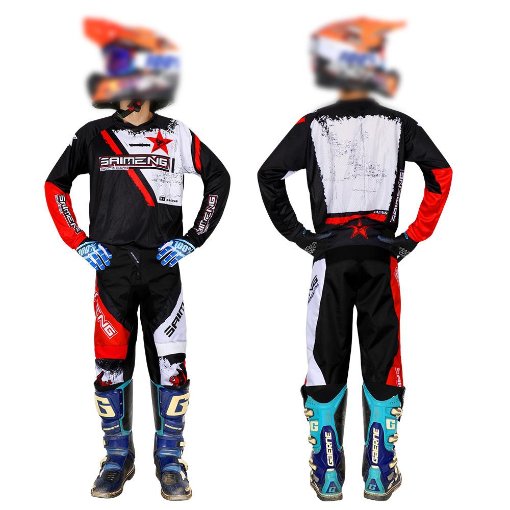 Motocross Kinder Set Motorrad Trikot und Hose Kinderkleidung großer Junge Mädchen Jugend MX Ausrüstungsset Rennanzug YXL-26 (30-36KG) schwarz