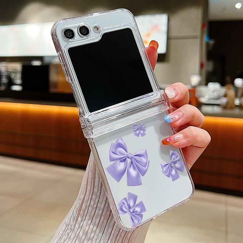Süßes Bowknot-Muster, durchsichtige Hülle für Samsung Galaxy Z Flip 6 5 4 3 5G, harte PC-Klapphülle für Samsung Z Flip5 Flip4 Flip6 For Samsung Galaxy Z Flip 3