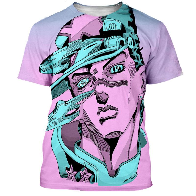 JoJo's Bizarre Adventure Anime T-Shirts Männer Frauen Cartoon 3D-Druck T-Shirt Mode Harajuku Kinder Rundhals T-Shirts Tops Kleidung M