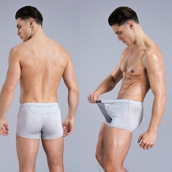 26 Magnet-Unterwäsche, Herren-Boxershorts, einfarbig, Penisvergrößerung, männliche sexy Unterwäsche XL grau