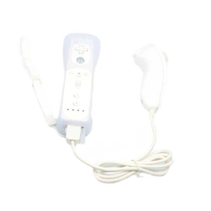 Wii Remote + Nunchuk - Motion Plus intégré pour Nintendo Wii + Housse Protection blanc weiß