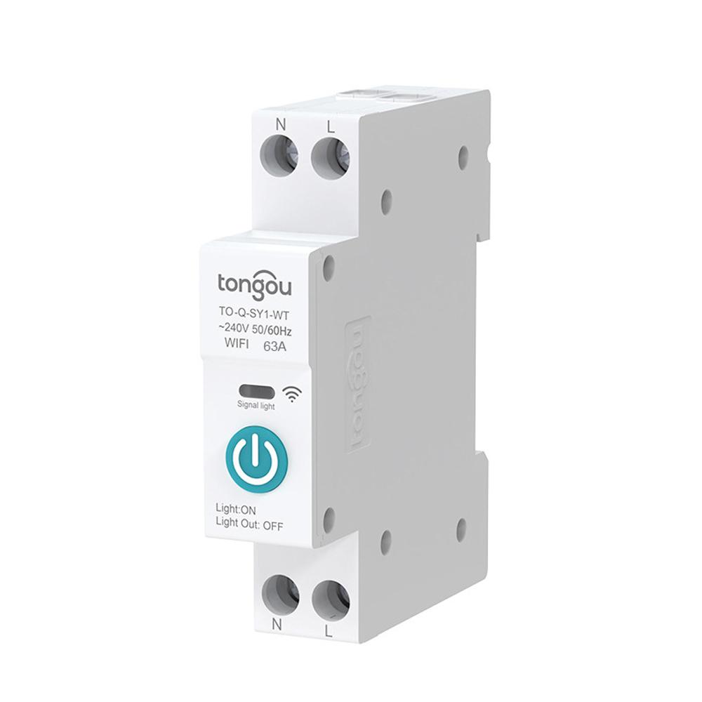 Tuya Wifi Intelligente Leistungsschalter Drahtlose Fernbedienungen Steuern Din-schiene Schalter Mobiltelefon APP 63A bunt