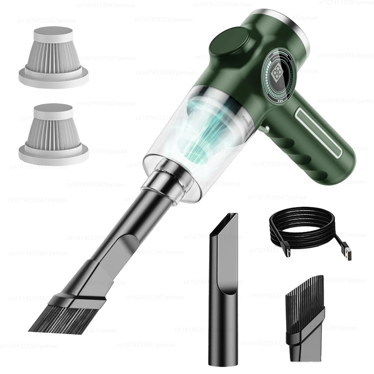 Neue Bürstenlosen 290000pa 3 in 1 Drahtlose Auto Staubsauger Tragbare Handheld Mini Staubsauger Auto Haushaltsgeräte Batterie display 2 Pcs Filter grün