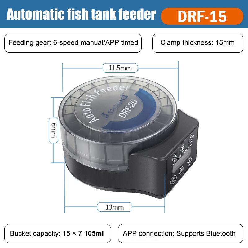 Automatischer Futterautomat für Aquarien mit Fernbedienung, Zeitschaltung, dosierbar, große Kapazität, Futterspender für Aquarium-Zierfische DRF15 bluetooth