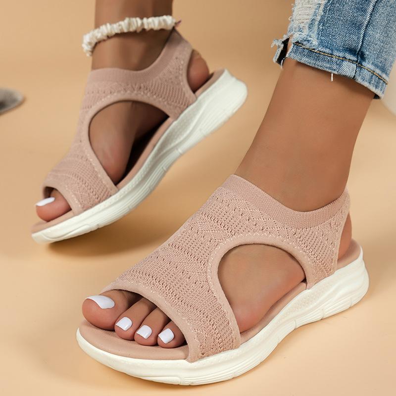 35-45 Plus Size Damenschuhe Sommer 2024 Komfort Casual Sport Sandalen Damen Strand Keilsandalen Damen Plateausandalen Römische Sandalen 39 hellrosa