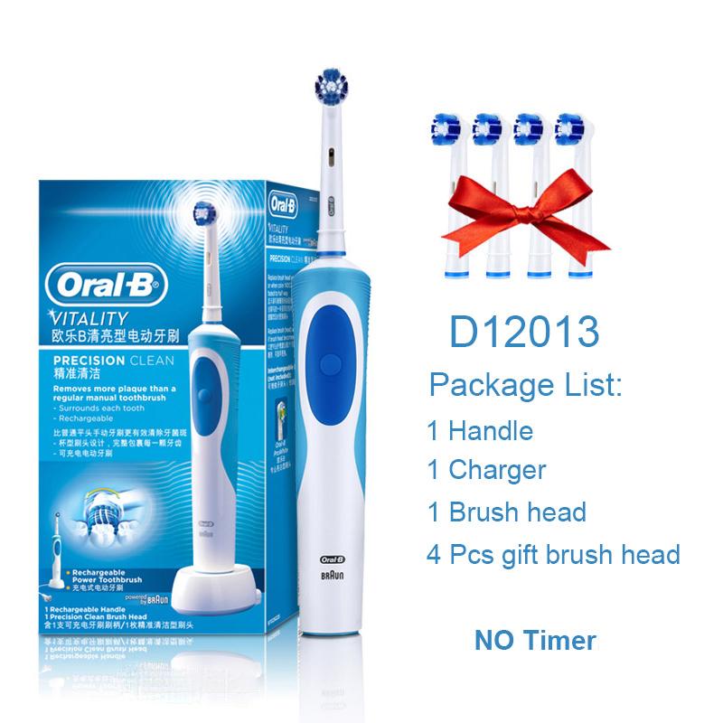 Oral B Dual Clean elektrische Zahnbürste, rotierend, Vibrationstyp, wiederaufladbar, Oral B-Zahnbürste mit 4 Bürstenköpfen