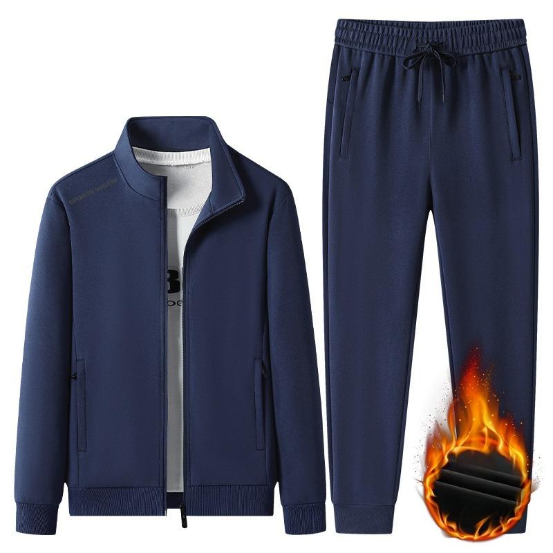 Herren Baumwoll Trainingsanzüge 2-teiliges Set Herren Sets Oberbekleidung Jacke+Schweißhose Herbst Winter Homme Anzug Herren Lauf Fitness Anzug M