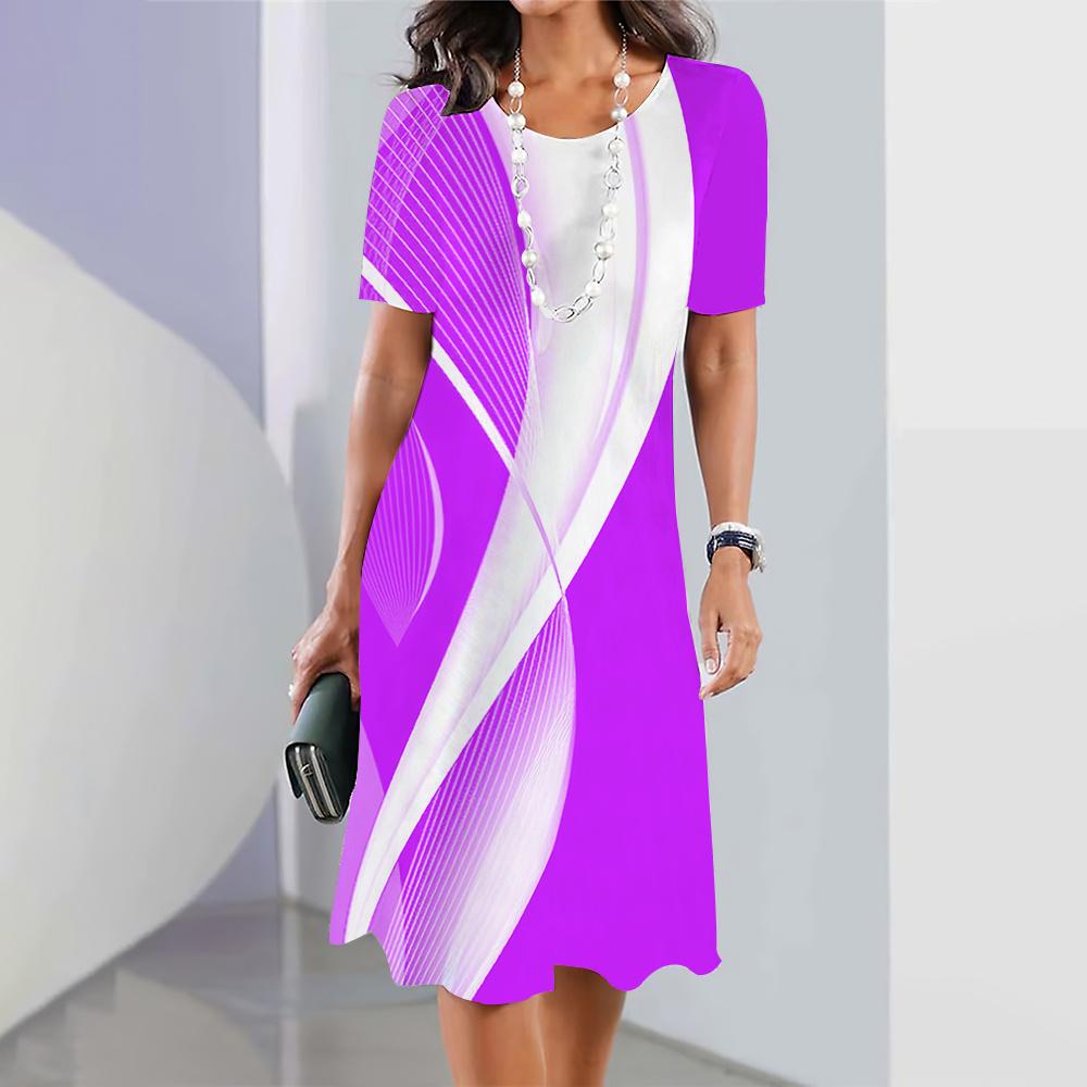 2025 neue frauen Kleider Gestreiften Gedruckt Sommer Elegante Kleid Feamle Kurzarm Kleider Mode Übergroße Kleidung 6XL