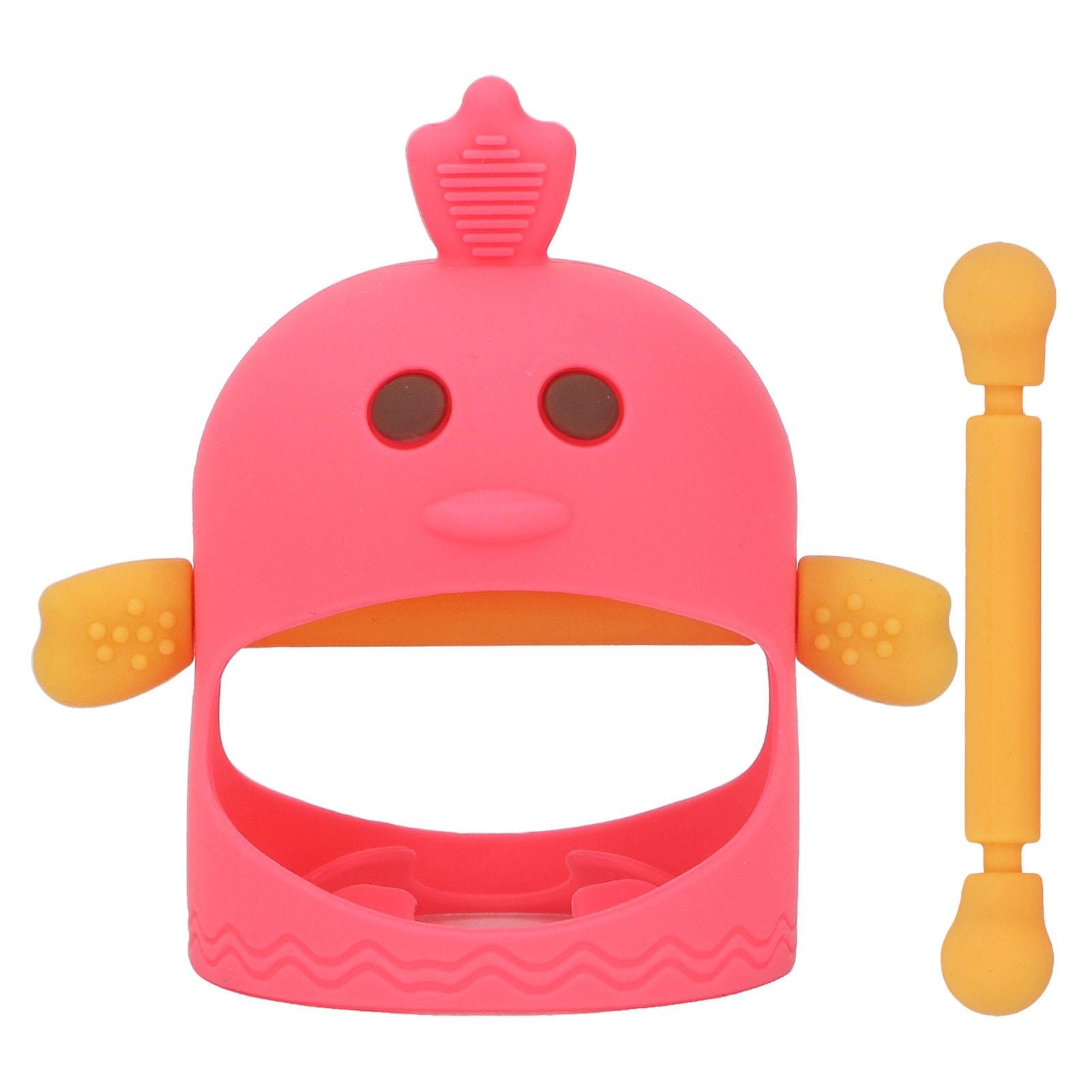 Hand Schnuller Silikon Niedliche Kükenform Baby Beißring Beruhigender Schnuller mit 2 Beißringstielen für wassermelone roten