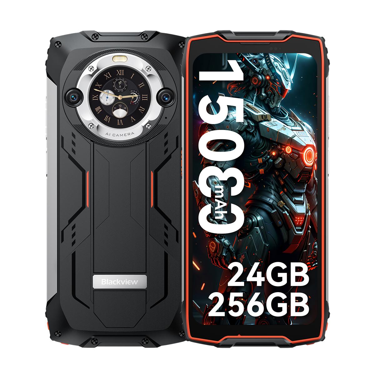 Generalüberholtes Blackview BV9300 Pro Helio G99 Rugged Phone Android 13 RAM 8GB/12GB ROM 256GB 6.7 120Hz Display 15080mAh mit 33W Laden 100LM Taschenlampe 12GB+256GB orange