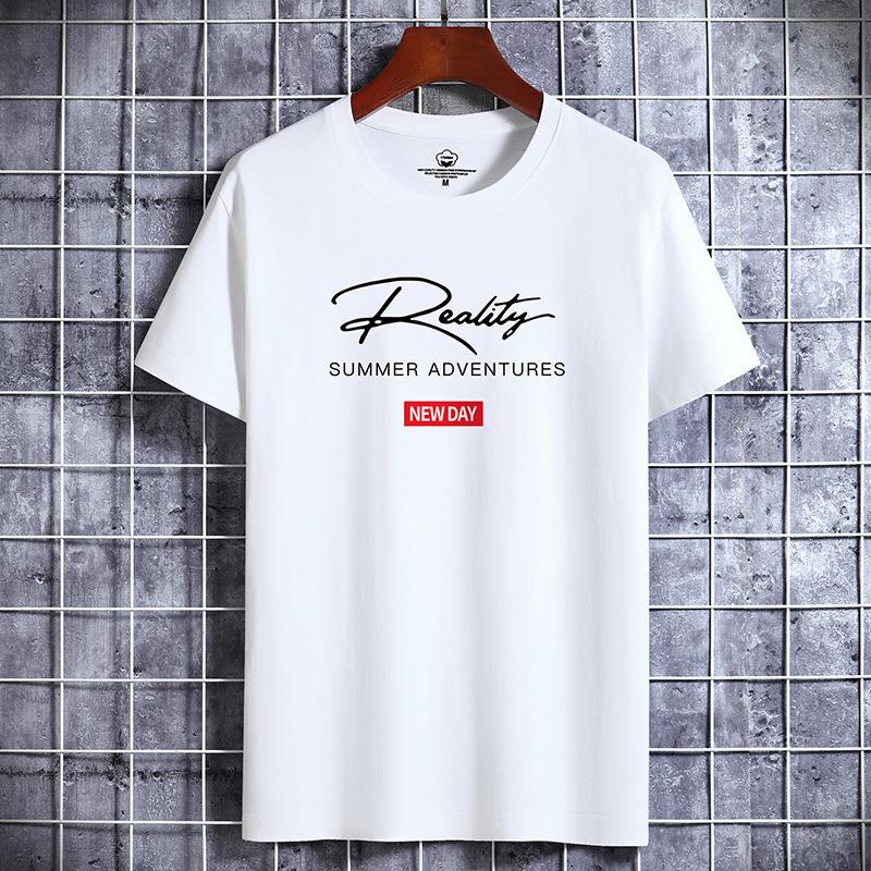 Sommer Herren Kurzarm T-Shirt Herren Mode Lockeres Hemd Bedrucktes Hemd L weiß