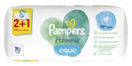 (DE) Pampers Harmonie Aqua Feuchttücher für Babys, 3 x 48 Stück (PRODUKT AUS DEUTSCHLAND)