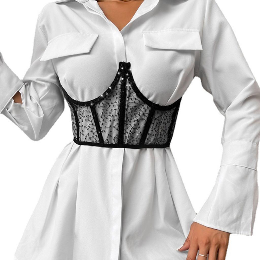 Unterbrustkorsett mit Stahlstäben, Push-Up-Bustier-Korsett, Taillenformer, Shapewear-Gürtel, schwarze Korsett-Tops für Frauen S