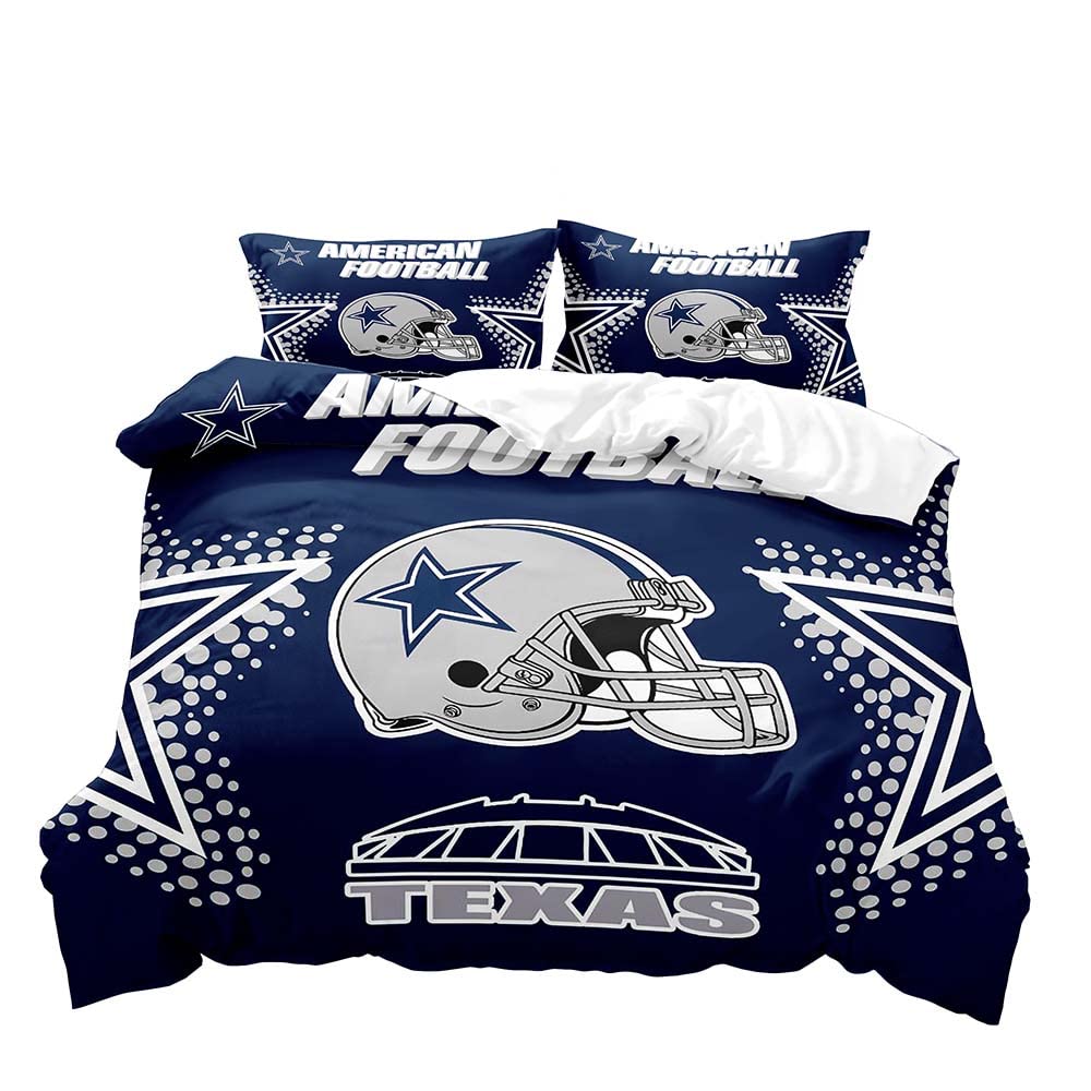 American Football Bettbezug-Set, Sport Bettwäsche-Set, Marineblaues Bettdeckenbezug-Set, Inspirierende Geschenke für Männer, Freund, Ehemann 155x215cm 3pcs