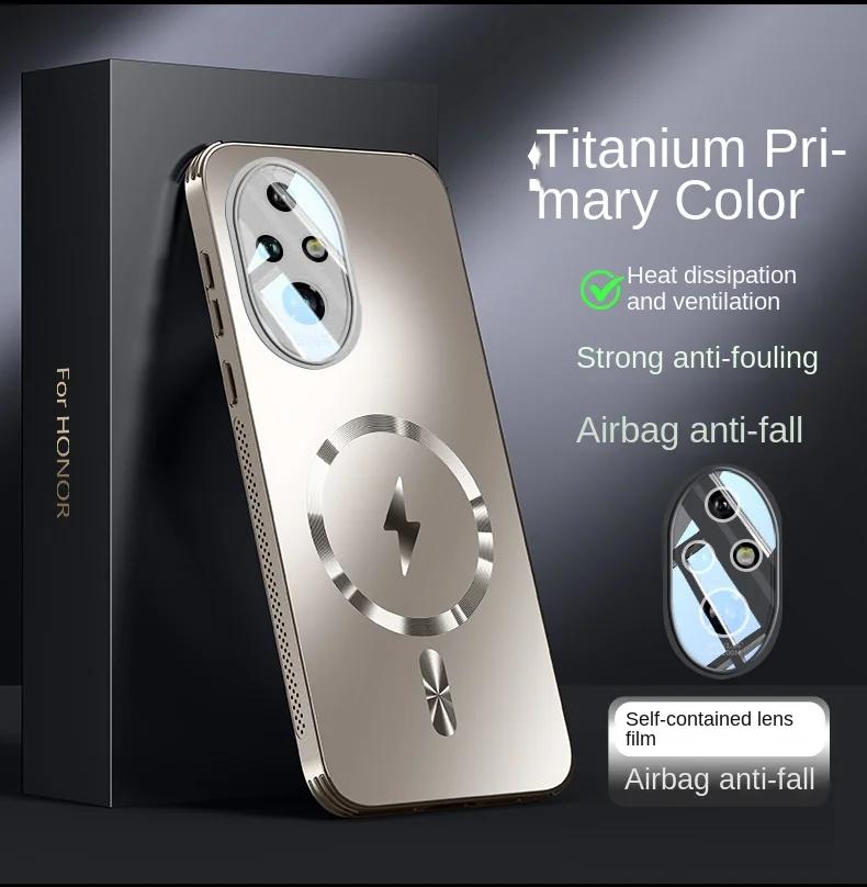 Für Huawei Honor 200 Pro Hülle Hart Matt Magnetisch Kabelloses Laden Objektivschützende Rückseite Hülle Für Honor 200 100 Pro Hülle For Honor 200 Pro gold