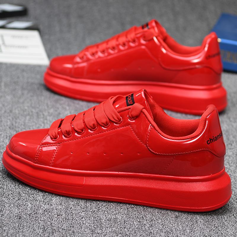 Hohe qualität lackiert männer schuhe schwarz weiß rot herren schuhe paare casual sport schuhe modische und vielseitig tennis 39 rot