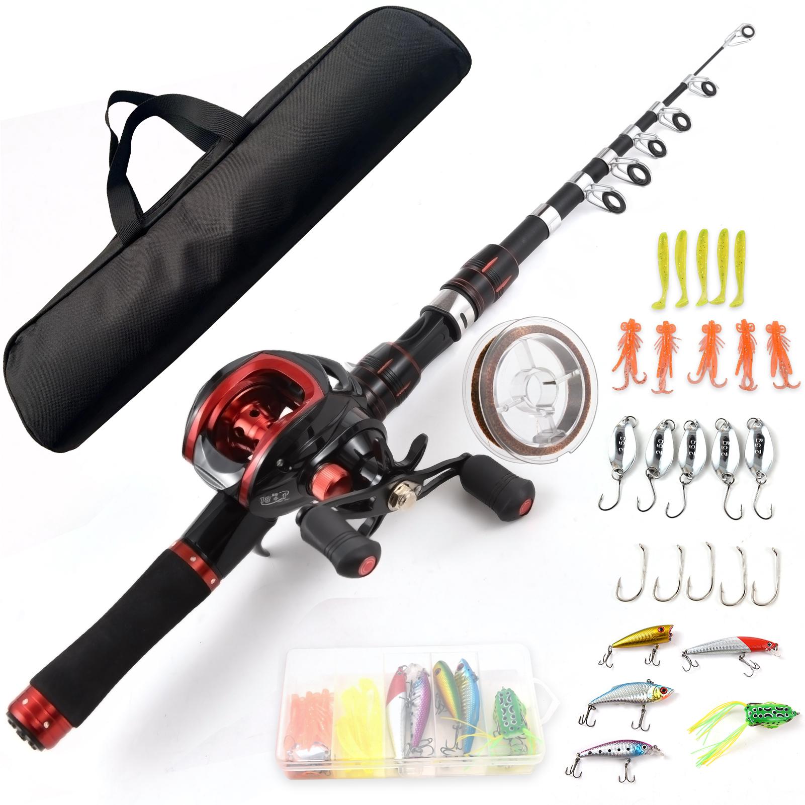 Angelrute und Rolle Combo 2,4m Teleskop-Angelrute mit Rechtshand-Baitcasting-Rolle Right Hand