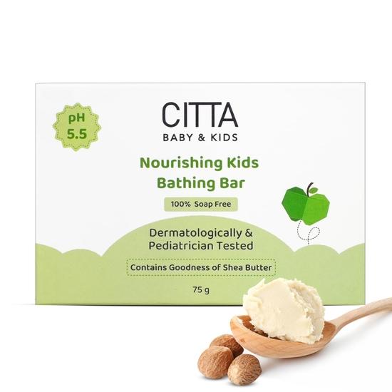 CITTA Nourishing Kids Bathing Bar for Sensitive Skin | Cleansing & Moisturizing | 100% Soap Free, Tear-Free | pH balanced | 75 gm