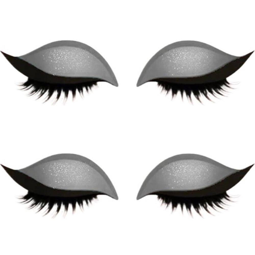 2 Paare Wiederverwendbare 3-in-1 Augen-Make-up-Sticker Schnelles Make-up Party-Make-up-Sticker Anfängerfreundlich 2Pairs Silver