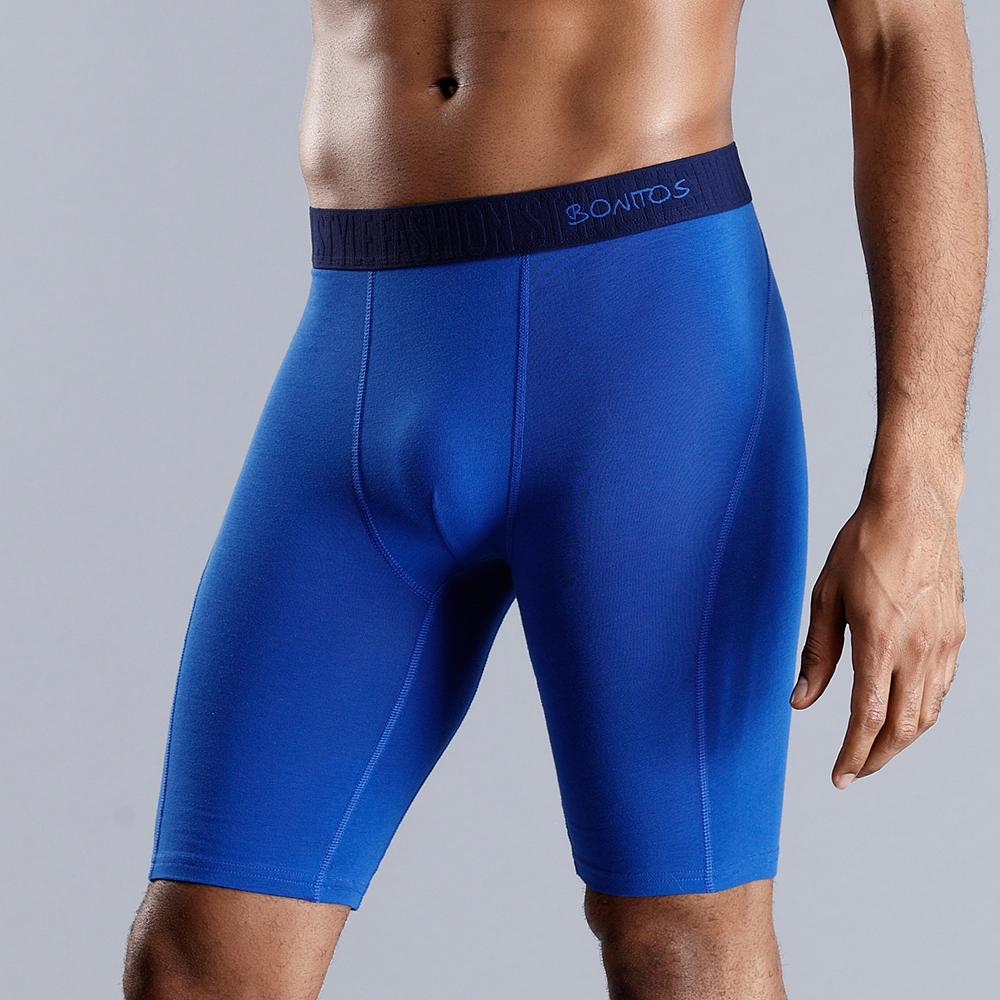 BONITOS 1Pcs Lange männer Unterhosen Baumwolle Männer Boxer Bequeme Unterwäsche Für Mann Einfarbig XXL hellblaue