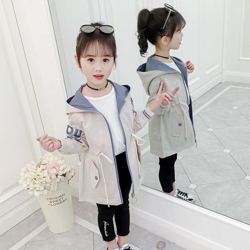 Mädchen Herbstjacken Kinderbekleidung Kapuzen-Oberbekleidung Mode Windjacke Top Kinder Mantel 2 bis 12 Jahre alt Babykleidung 140 (Height ~130cm)