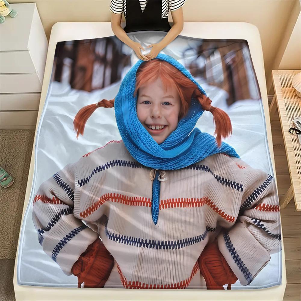 1 Stück Pippi Langstrumpf Motiv Flanelldecke, Hohe Qualität für alle Jahreszeiten, Heimdekoration, Wärme und Komfort, Perfekt für Weihnachtsgeschenke 80cm x 120cm