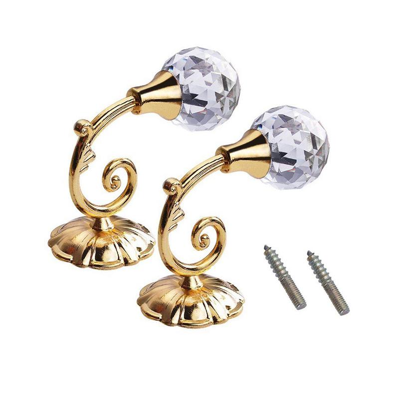 2 stücke Große Metall Kristall Glas Vorhang Holdback Wand Raffhalter Haken Aufhänger Halter Vorhang Stangen Zubehör gold