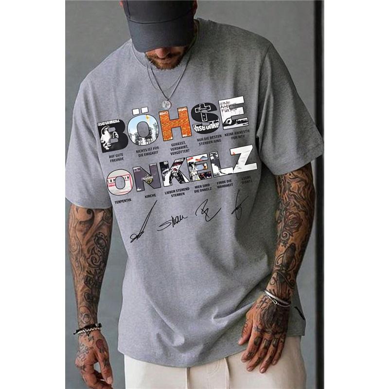 Band Böhse Onkelz Global Tour Mercah T-Shirt Deutsche Heavy Metal Band Tee Oversized Y2k Lässig Baumwolle Locker Herren Damen T-Shirts Weiblich Männlich Kleidung XL schwarz
