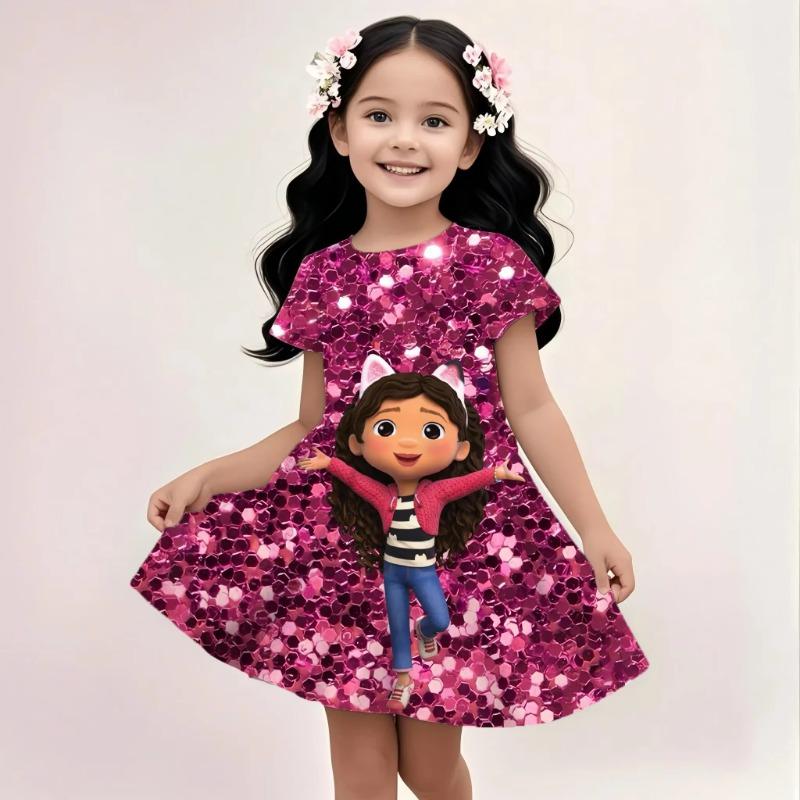 3D-Druck Gabby Puppenhaus Elegante Kleider Kinder Mädchen Kleidung Sommerkleid Urlaubs kleid 2025 Neues Kleid Kinderkleidung Oberteil 110 black