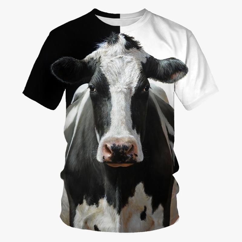 Beliebte lustige Kuh-T-Shirts für Männer, lässig, 3D-Druck, T-Shirts, Sommermode, Persönlichkeit, Rundhalsausschnitt, kurzärmelige Tops, T-Shirt, Kleidung 4XL