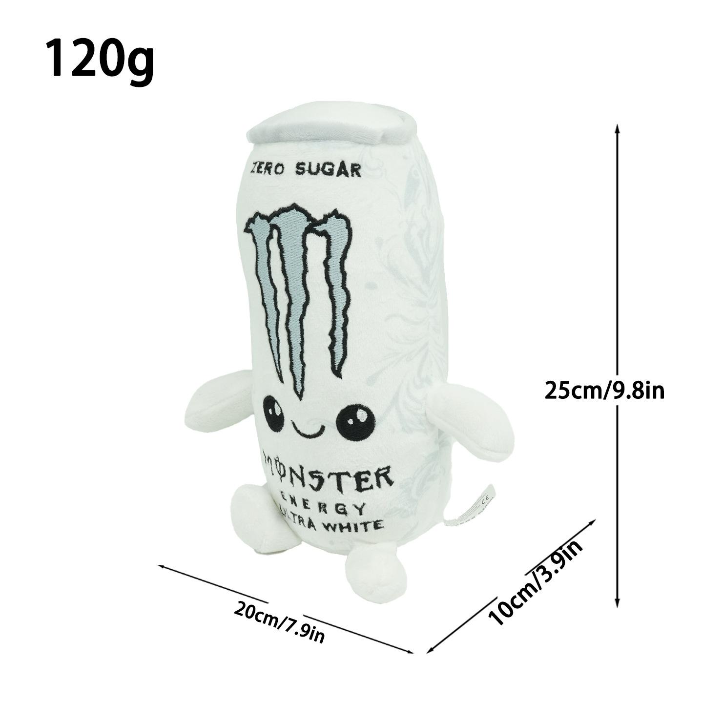 Neues Süßes Monster Energy Dose Plüschtier Simulation Energy Drink Dose Stoffpuppe Niedliche Cartoon Getränk Figur Haus Sofa Dekor Sammlerstück Geschenk für Fans 25cm white