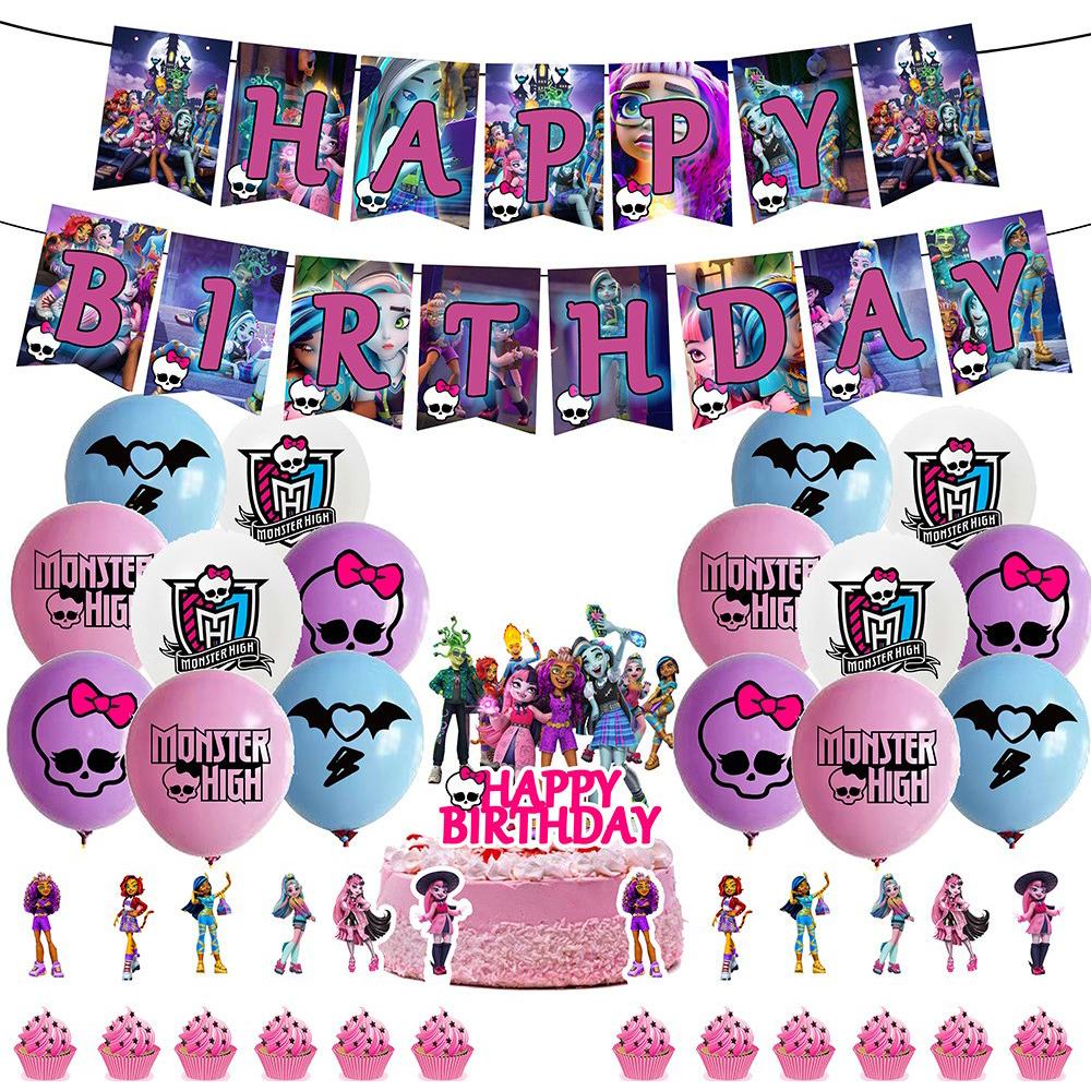30 Monster High Partyartikel, einschließlich Banner, Kuchendekorationen, Luftballons