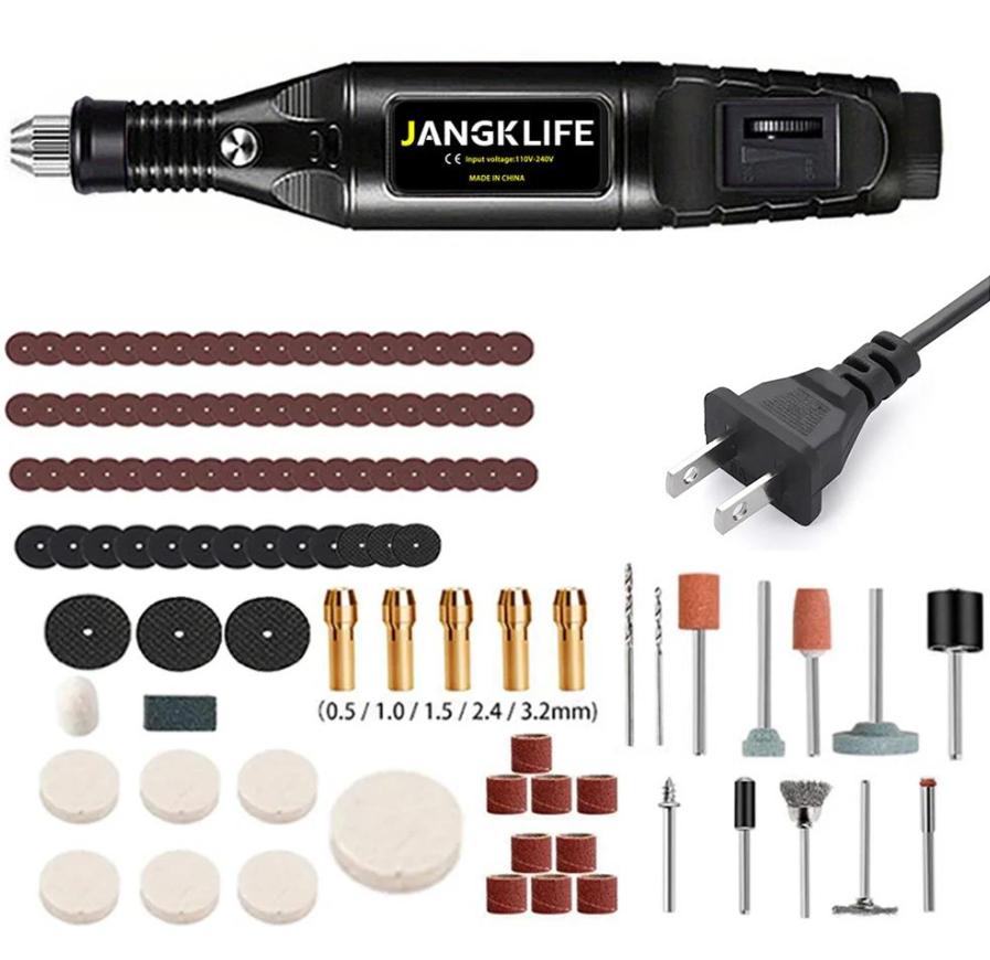 9-V-Mini-Bohrmaschine, elektrischer Schnitzstift, Bohrmaschine mit variabler Geschwindigkeit, Rotationswerkzeug-Kit, Gravierstift zum Schleifen und Polieren schwarze bohne