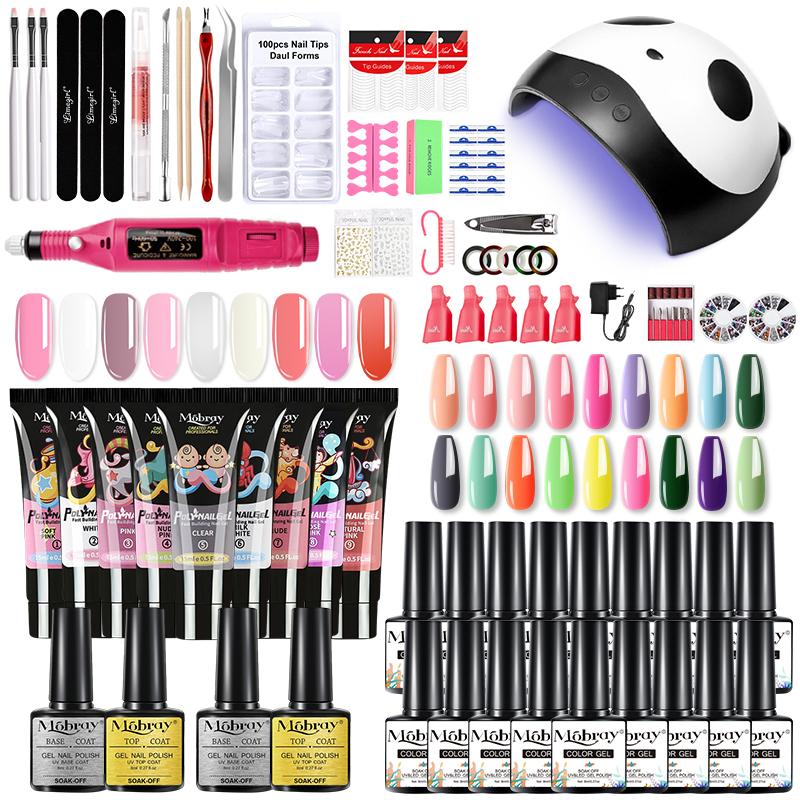Mobray Nagelset mit LED-Nagellampe, 20.000 U/min, Nagelbohrmaschine, 18/6 Farben, Verlängerungs-Nagelgel-Set
