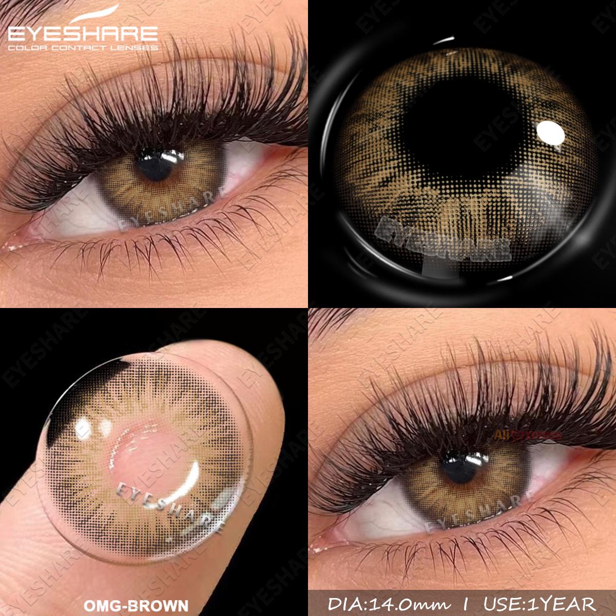 EYESHARE Natürliche Farbige Kontaktlinsen für Augen 2 Stück Blaue Kontaktlinsen Braune Augen Farblinsen Graue Schönheits Pupille Jahreslinsen Grün