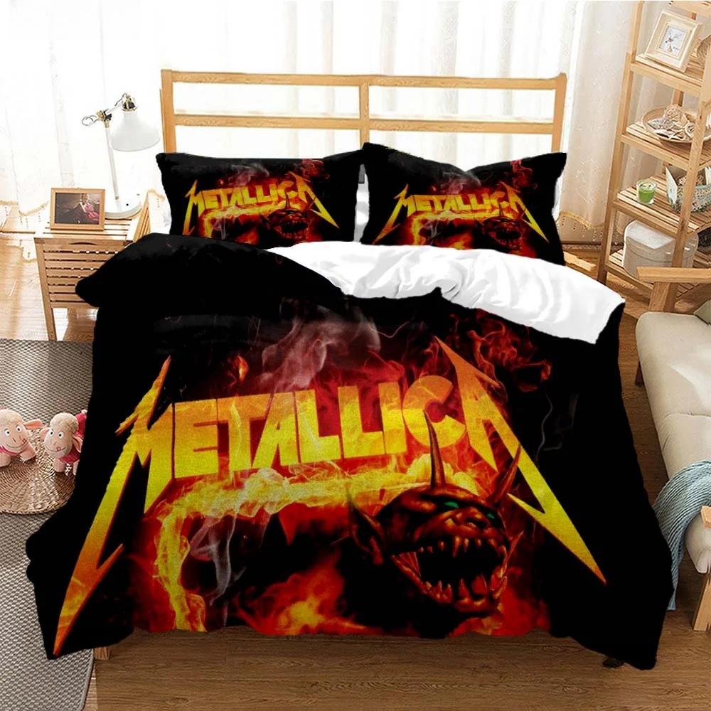 Bettwäscheset für Metal-Musikband M-Metallica, Einzelbett, Doppelbett, Queensize-Bett, Kingsize-Bett, Bettbezug-Set für Erwachsene und Kinder, Heimtextilien EU Double 200x200cm