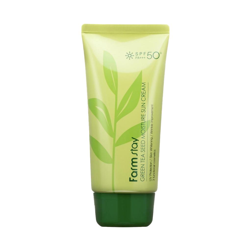 FARM STAY Grüner Tee Samen Feuchtigkeits Sonnenschutzcreme LSF 50+ PA +++ 70g (5 Optionen) 1pcs