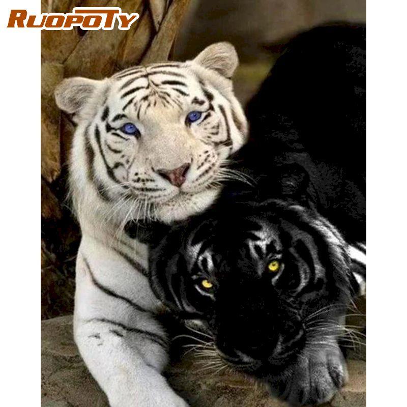 Ruopoty Rahmenlose Tiere DIY Malen nach Zahlen für Kinder Bild Malen nach Zahlen handgemalt Einzigartiges Geschenk für die Inneneinrichtung 40x50CM NO Frame