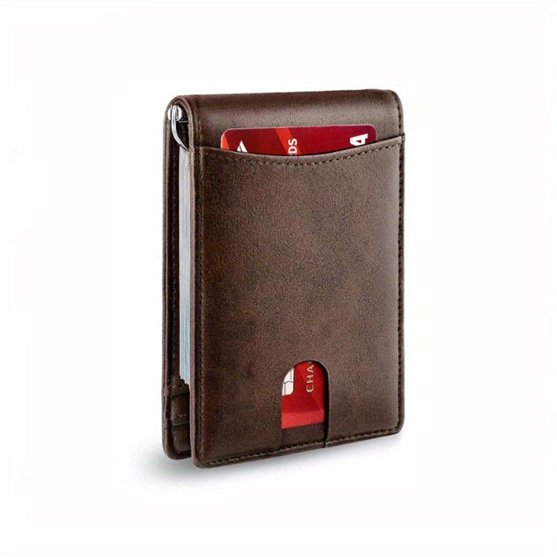 RFID Echtes Leder 2023 neue Slim Smart Wallet für Männer mit Geld Kreditkarten Clip Mini Blocking Herren Dünne Brieftasche Kartenhalter 12.5cm*8.5cm*2cm kaffeebraun
